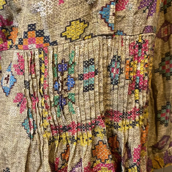 Anthropologie Hemant & Nandita 10 Silk Ethnic Seuqin Embellished Dress Boho - Picture 3 of 7